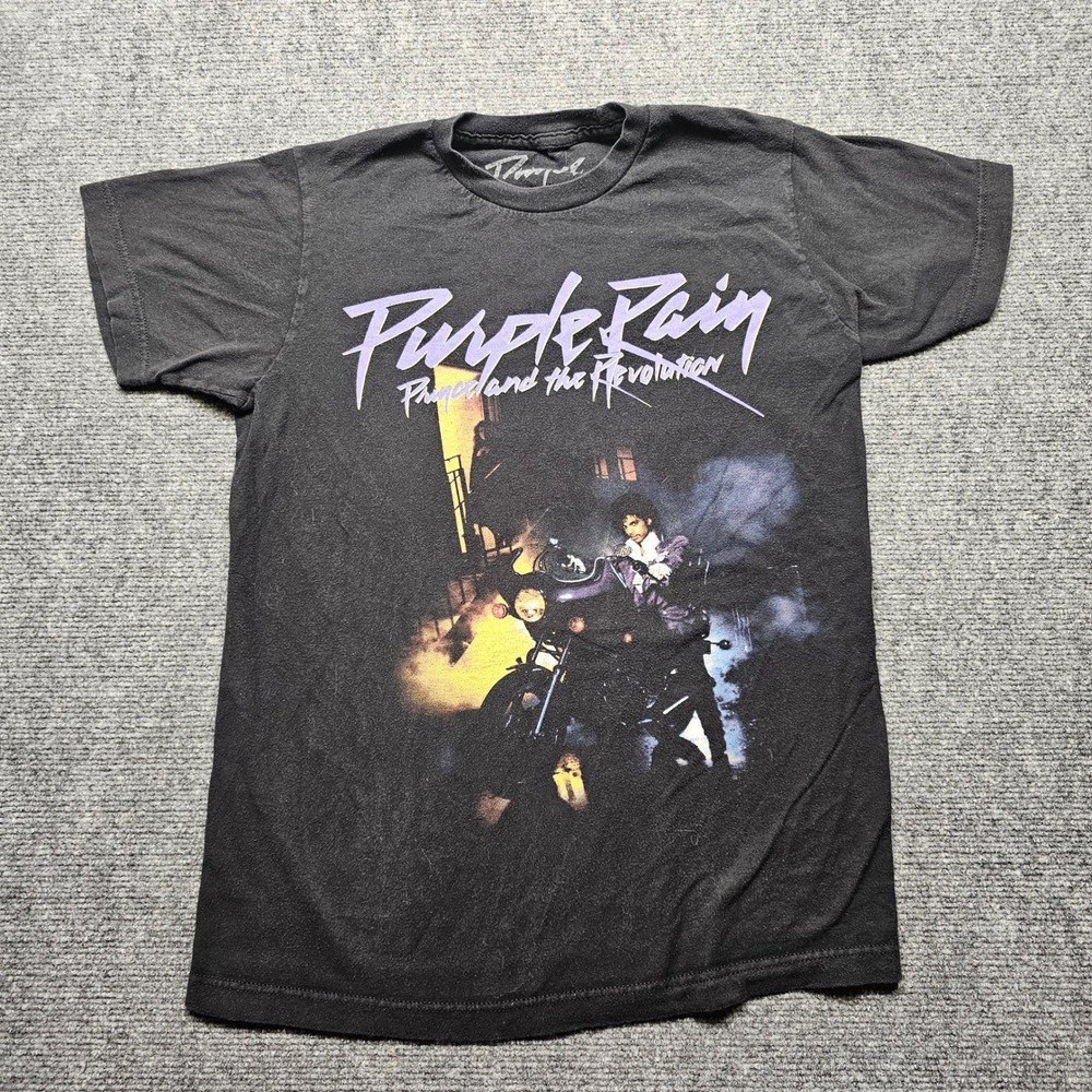 Prince Purple Rain And The Revolution Graphic T-Shirt Black Small 100% Cotton
